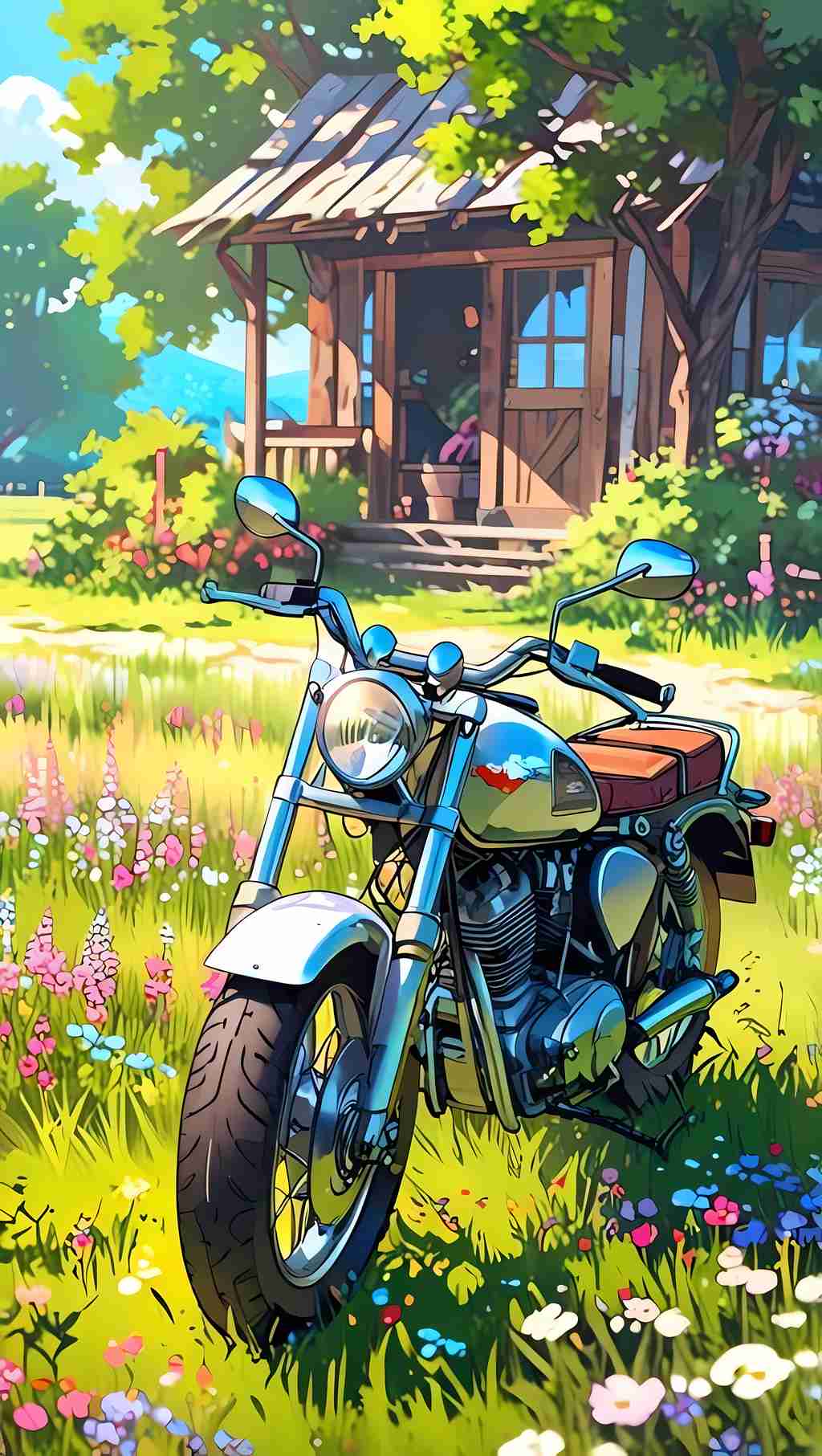 Rustic Ride: Meadow Retreat - HD Wallpaper 2656x4704