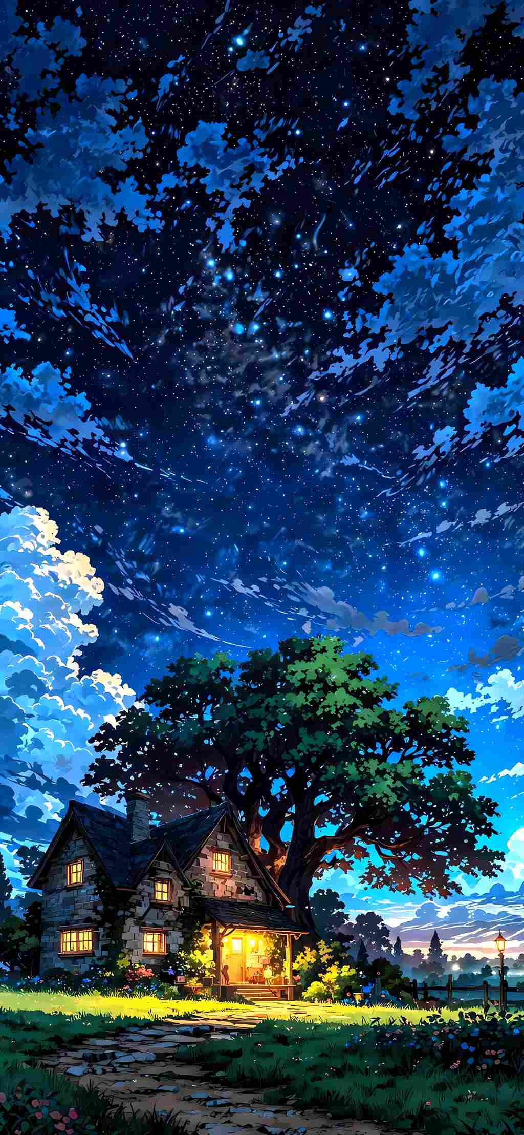 Starfall Sanctuary: A Night of Cosmic Comfort - HD Wallpaper 2944x6372